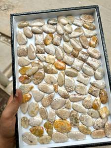 Natural Agate Cabochon Loose Gemstones Mixed Shapes Beige Brown Yellow White Polished For Jewelry Making - Product Image 3