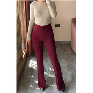 Pantalon évasé taille haute pour femme avec ensemble décontracté élégant et doux, tenue décontractée chic pour femme, haut ajusté pour femme - Product Image 3