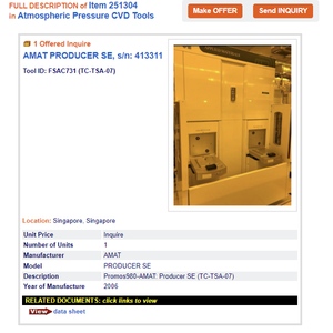 AMAT Producer SE CVD - ผู้ผลิตอุปกรณ์และชิ้นส่วนเซมิคอนดักเตอร์ระดับโลกที่เชื่อถือได้ - Product Image 3