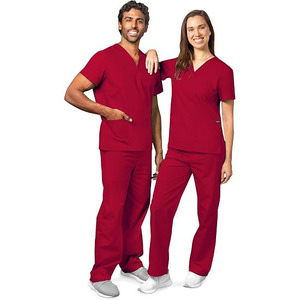 Unisex Blue <b>Scrub</b> Set 100% Cotton Polyester Woven Hospital Uniforms for Men and Women - Product Image 1