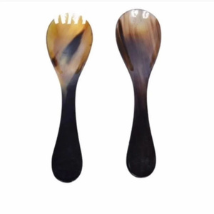 Juego de Cubiertos Impermeables de Cuerno de Búfalo, Cuchara, Tenedor y Cuchillo Tallados a Mano con Forma Natural, para Navidad - Product Image 4