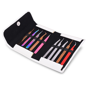 Pince à épiler en acier inoxydable à pointe en fibre pour extensions de cils, avec poignée diamantée, finition or rose plasma, marque privée, 90 degrés, volume russe, personnalisable - Product Image 5