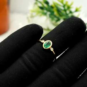Natural Zambian <b>Emerald</b> <b>Ring</b> 925 Sterling <b>Silver</b> 14K Gold Plated May Birthstone Jewelry Gift For Women - Product Image 2