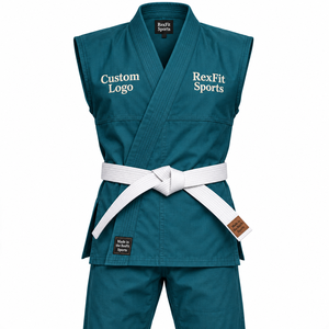 Conjunto de Gi sin Mangas para BJJ para Adultos con Diseño Cruzado, Bordado de Logotipo Personalizado y Pantalones Rectos para Práctica de Grappling, Venta al por Mayor OEM - Product Image 2