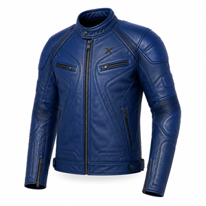 Blouson de moto en cuir offrant une protection complète |   Bleu royal, noir, bordeaux |   Fabricant OEM ODM |   Qualité de conception haut de gamme |   Racing X - Product Image 3