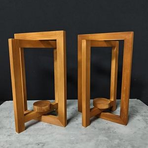 Handmade Solid Wood Candle <b>Holder</b> Stand Set Decorative Wooden <b>Tealight</b> <b>Holder</b> Modern Home Decor - Product Image 2