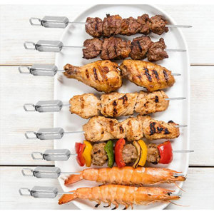 Hanging Tikka Barbecue Flat Metal <strong>Meat</strong> Solid Steel Kabab Maker <strong>Cocktail</strong> Wire Flexible Grill 35cm BBQ <strong>Skewer</strong> - Product Image 4