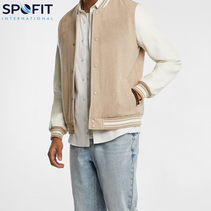 แจ็คเก็ตวาร์ซิตี้แบบสั่งทำสำหรับผู้ชาย ตัวเสื้อทำจากผ้าขนสัตว์ 100% แขนเสื้อทำจากหนัง ปักโลโก้ตามสั่ง แจ็คเก็ตเลตเตอร์แมนสไตล์สตรีทแวร์ - Product Image 5