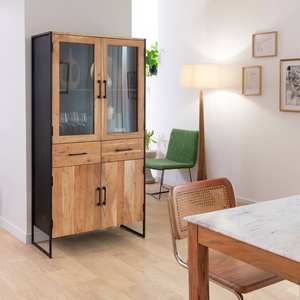 Chaise cantilever Vandana Lyra Terra en bois d'acacia et rotin (lot de 2) - Product Image 3