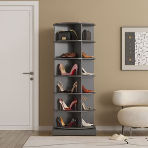 <b>Grey</b> 360 Degree Rotating 6-Layer Shoe Rack Premium Shoe <b>Cabinet</b> - Product Image 1