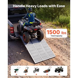 Rampe per Rimorchi in Alluminio con Capacità di 1500 LBS, 76 x 54 Pollici, Pieghevoli in Tre Parti, con Dita in Gomma Antiscivolo per Carico ATV - Product Image 2