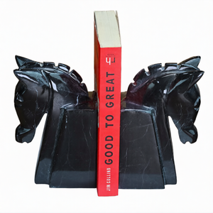 Sujetalibros de Mármol Natural con Forma de Caballo Negro, Diseño Moderno, Pulido, Regalo Artístico, Certificado ISO - Product Image 1