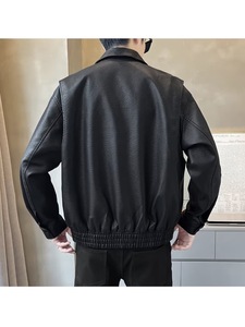 2026 Leather Jacket Men's Spring and Autumn Coat Korean Version Top High-quality Casual Leather Jacket Custom Embroidery Option - Product Image 2