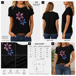 Women's Breathable Printed T-shirt Flashing Collarless Hollow Logo Design Regular Fit Short Sleeve Casual Top - Product Image 5