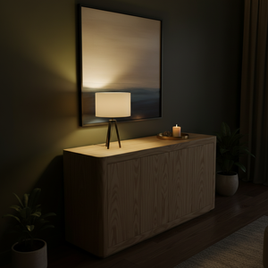 Aparador Moderno de Roble Macizo de 4 Puertas con Bordes Suaves y Diseño Ecológico - Product Image 3