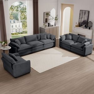 Divano Componibile a 3 Pezzi Confortevole e Oversize, Un Divano Singolo e Due Divani a Due Posti per Soggiorno - Product Image 3