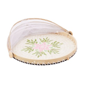 Seagrass Food Cover with <b>MOP</b> Shell Inlay, Handcrafted Woven Food Net and Serving Tray Viettimecraft Wholesale - Product Image 4