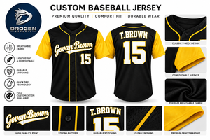 Maillot de baseball personnalisé noir crème ivoire avec manches, logo script, boutons, chemise d'équipe, impression par sublimation, maillot de haute qualité - Product Image 2
