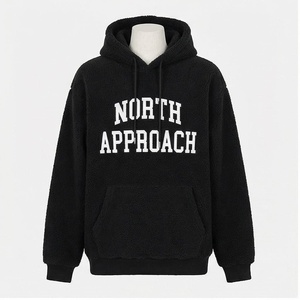 Sweat-shirt à capuche surdimensionné North Approach en polaire unisexe, décontracté, pour l'hiver, avec poche avant, coupe classique, noir - Product Image 1