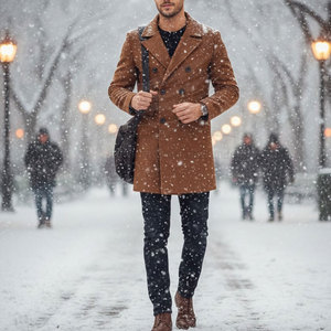 Abrigo Largo de Lana para Hombre, Transpirable y Elegante, Ideal para Uso Formal y de Negocios, Superventas - Product Image 6