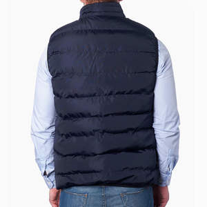 Chaleco Acolchado Sin Mangas para Hombre, Estilo Casual, con Logotipo Bordado, Color Azul Marino Sólido, Corte Holgado, Chaqueta Acolchada para Hombre - Product Image 2