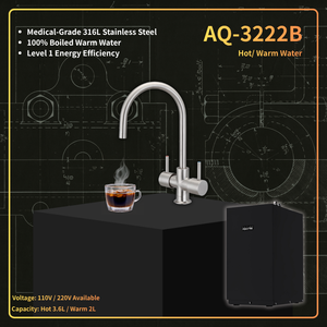 Distributeur d'eau chaude et froide sous comptoir AQUATEK AQ-3222B en acier inoxydable, électrique, 3,6 L eau chaude, 2 L eau froide, usage domestique - Product Image 1