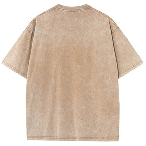 เสื้อยืดคอกลมแขนสั้นทรงหลวมสำหรับผู้ชาย ผ้าคอตตอนเจอร์ซีย์สีพื้น ผ้าถักย้อมสีเรียบ - Product Image 2