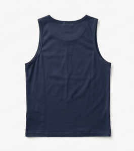 Men's <b>Navy</b> Sleeveless Tank <b>Top</b> O-Neck Solid Color Knitted Casual Wear - Product Image 2