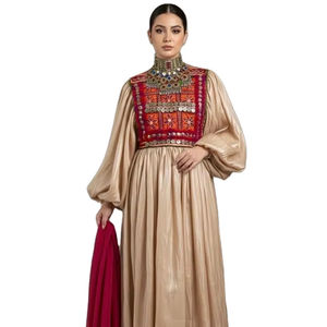 Vestidos Afganos de Alta Costura para Mujer, Hechos a Mano, con Bordado Intenso, Mangas Abullonadas, Largos hasta el Suelo, para Bodas - Product Image 1