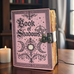 Pink Book of Shadows Journal Handmade Grimoire with Deckle Edge Paper | Vintage <b>Lock</b> Diary Personalized Witchcraft Notebook - Product Image 2