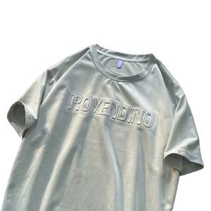 T-shirt en coton personnalisé pour hommes Impression graphique en relief Broderie graphique unie surdimensionnée T-shirts personnalisés à la mode à la mode - Product Image 5