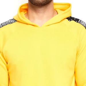 Men’s Solid Color <b>Tracksuit</b> Set – Yellow Hoodie & Jogger Pants with Side Tape Streetwear 2 Piece Outfit - Product Image 5