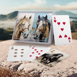 Cartas de juego de la familia Good Fortune Horse estilo acuarela - Doble baraja de PVC 58x88mm - Product Image 3