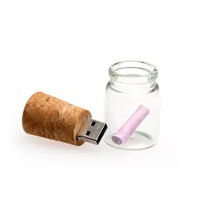 Bouteille de dérive populaire promotionnelle souhaitant des bouteilles de mémoire flash en bois clé USB 4GB 8GB 16GB 32GB USB 2.0 clé USB