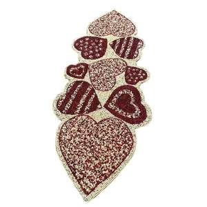 Handmade Beaded Fabric Luxury Table <b>Runner</b> Irregular Shape Glam Design <b>Black</b> Gold Embroidery Eco-Friendly Mats Pad - Product Image 1