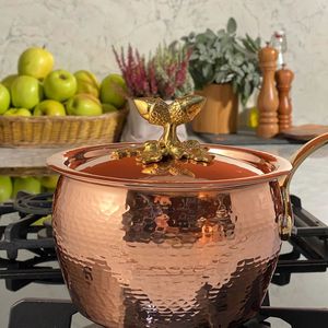 Casserole en cuivre de luxe avec couvercle, qualité supérieure, pour la cuisine à domicile, les hôtels et les restaurants, en métal robuste, compatible avec les cuisinières à gaz - Product Image 4