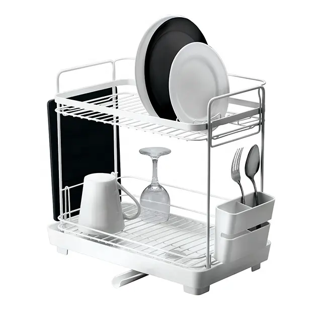 Dish Drying Rack for Countertop Space-Saving & Multipurpose 2-Tier Dish Rack for Kitchen Counter with Utensil Holder