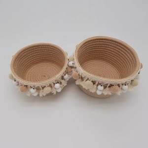 Brown Decorative Macrame <b>Basket</b> For Kitchen Room Storage Stylish Cotton Rope Organizer Home Essentials And Utility Use - Product Image 5