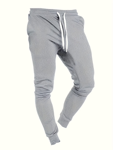 Plus Size Men's Gray Sweatpants White Side Stripes Drawstring Waist Casual Joggers Midweight Knitted 100% Cotton Pants Autumn - Product Image 4