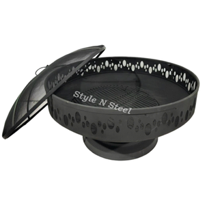 Brasero moderne en fer avec peinture résistante à la chaleur, design autoportant, chauffage extérieur au charbon/bois - Product Image 1