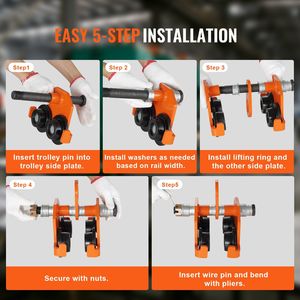 Carrello Manuale con Capacità di Carico di 3 Tonnellate/6600 Libbre, Ruote Doppie, Larghezza Flangia a I Regolabile da 2,5 a 8 Pollici per Carrelli e Trolley - Product Image 5