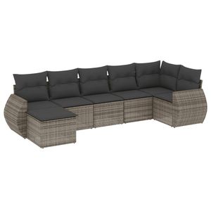 Ensemble de canapés de jardin en rotin PE gris avec coussins en mousse haute densité, mobilier d'extérieur au design contemporain - Product Image 4