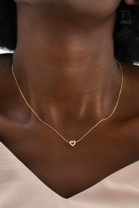 Collier en argent sterling 925 plaqué or 18 carats avec pendentif cœur ouvert délicat et diamants de laboratoire pavés, pour femme, usage quotidien - Product Image 5