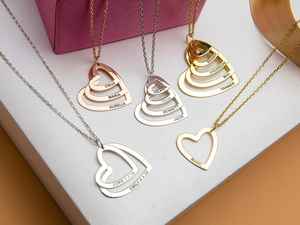 14k Gold Plated Heart Personalized Layered Family Letter <b>Necklace</b> Top Quality <b>Solid</b> 925 Sterling <b>Silver</b> Jewelry Manufacaters - Product Image 4