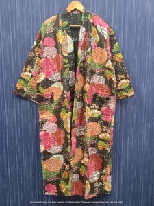 Bata de Invierno Reversible para Mujer, Estampada, Acolchada, de Manga Corta, con Cuello en V, 100% Algodón, Ligera, Estilo Bohemio - Product Image 6