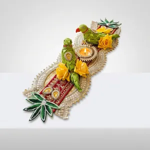 Tapisserie Murale Traditionnelle Brodé Art Déco en Tissu avec Motifs Perroquets et Roses pour Anniversaire, Diwali, Décoration Intérieure, Salon - Product Image 6