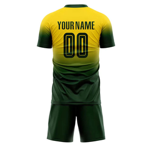 Conjunto de Camiseta de Fútbol JAKTIVE WEAR Sublimada Personalizada 100% Poliéster para Hombre, Amarillo y Verde Degradado, Cuello Redondo, Manga Corta, Absorbente de Humedad - Product Image 2