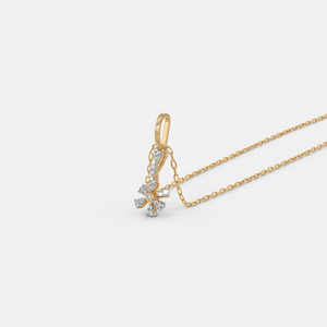 สร้อยคอจี้เพชรทรงหยดน้ำห้ากลีบดอกไม้ทองคำขาว 14K เพชรเพาะเลี้ยง - Product Image 3