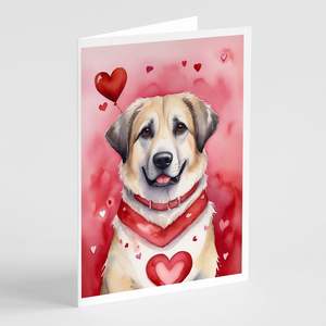 Perro Pastor de Anatolia caprichoso A7 tamaño 5x7 tarjetas de notas en blanco tarjetas de felicitación del Día de San Valentín paquete 8 sobres tarjetas de notas en blanco - Product Image 1