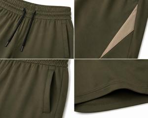 Shorts Bermuda Homme Vert Olive Séchage Rapide Écologique Respirant Taille à Cordon Coupe Décontractée Poches Logo Tricoté sur le Devant - Product Image 4